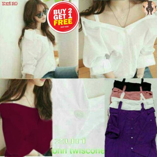 BG Zuri RO blouse blus Wanita Jepang Korea Trendy Modern terkini twiscone merah salem maroon navy