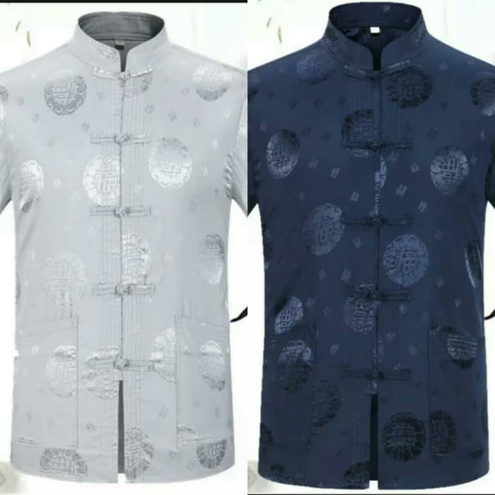 PROMO Cheongsam Pria Lengan Pendek Warna Baru Motif Koin