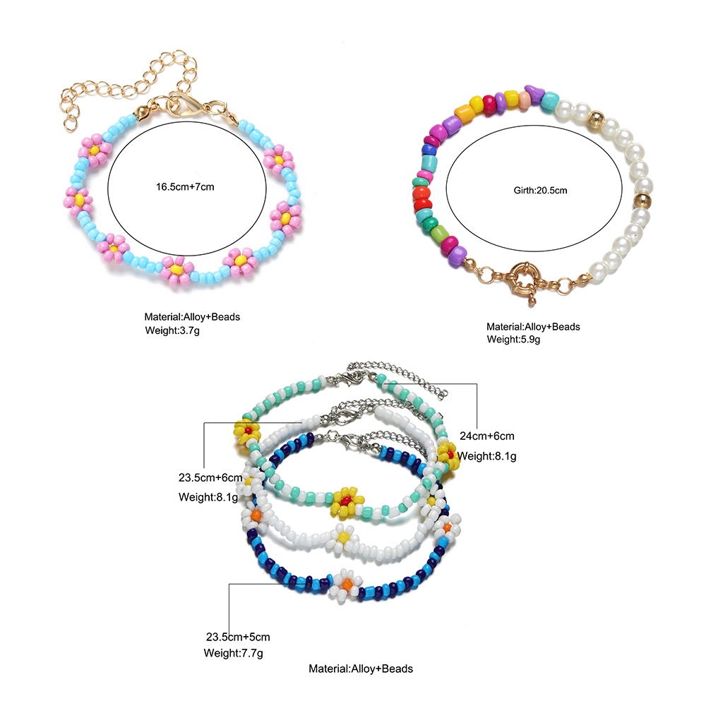 YEEZII Korean Fashion Colorful Beads Bracelet Sweet Flower Bracelets for Women Accessories Jewelry