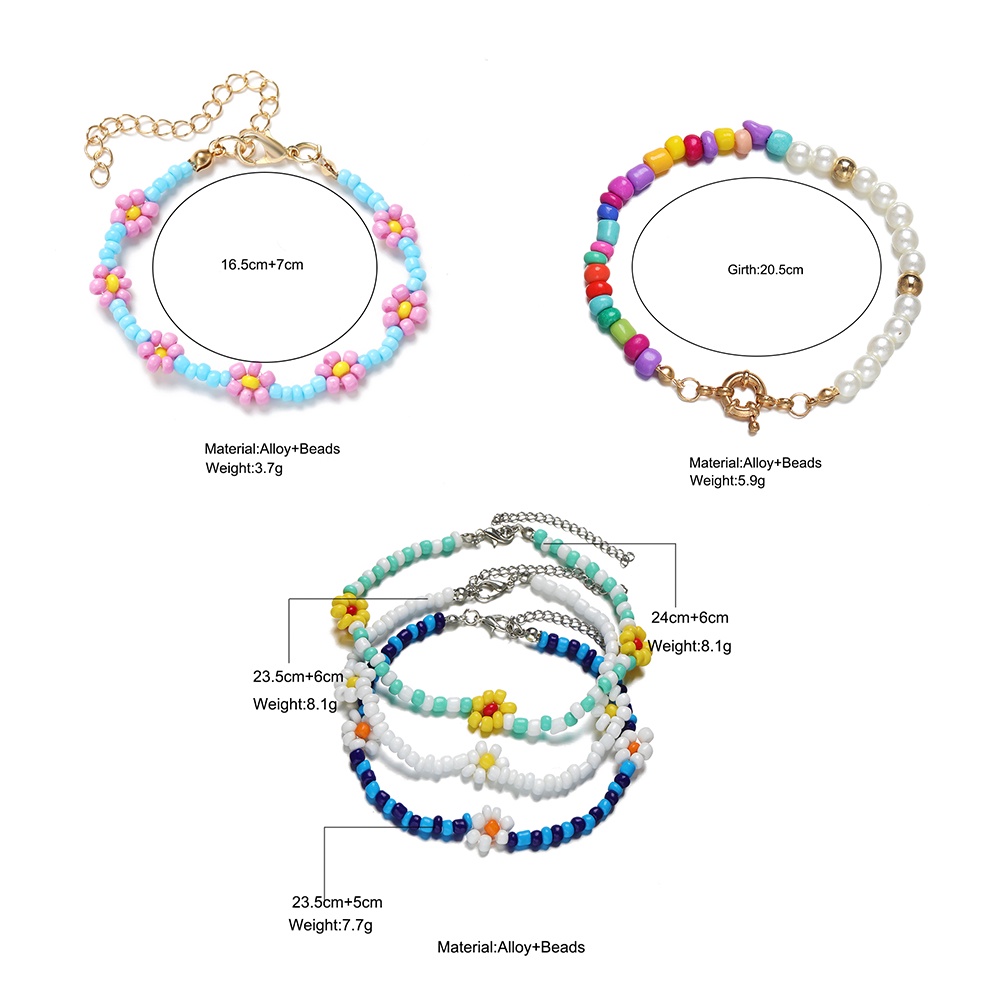 Korean Personality Fashion Colorful Beads Sweet Flower Bracelets for Women Accessories Jewelry