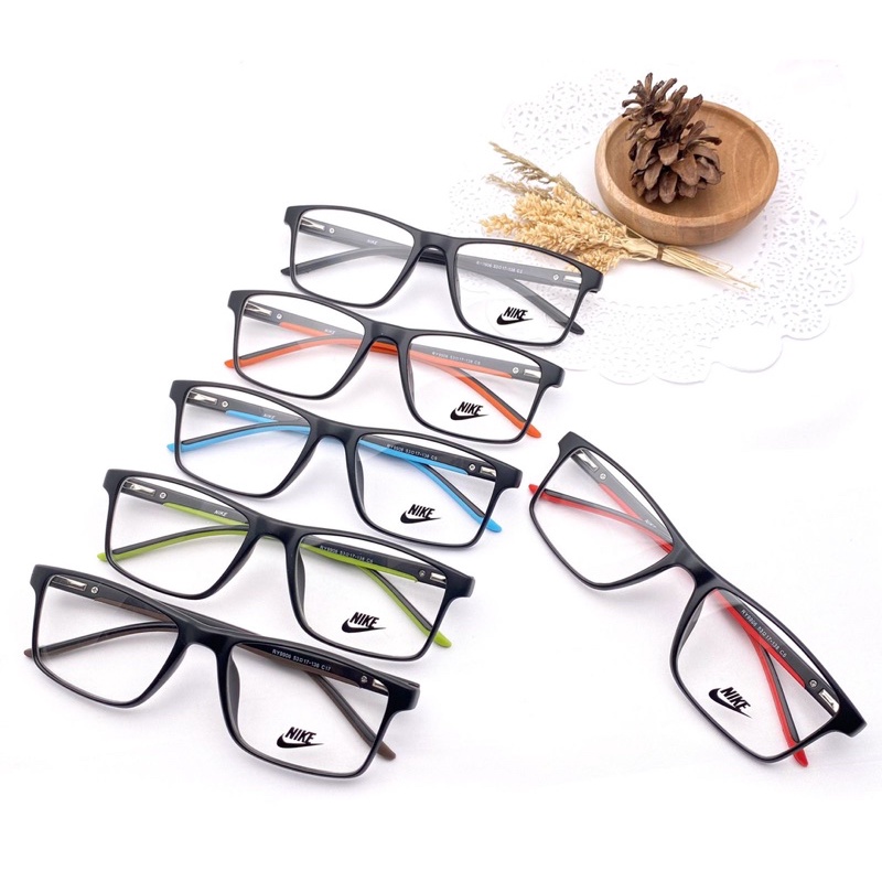 Frame Kacamata NIKE Pria Sporty ( 9906 ) Paket Lensa Photocromic,anti radiasi,minus,cylinder