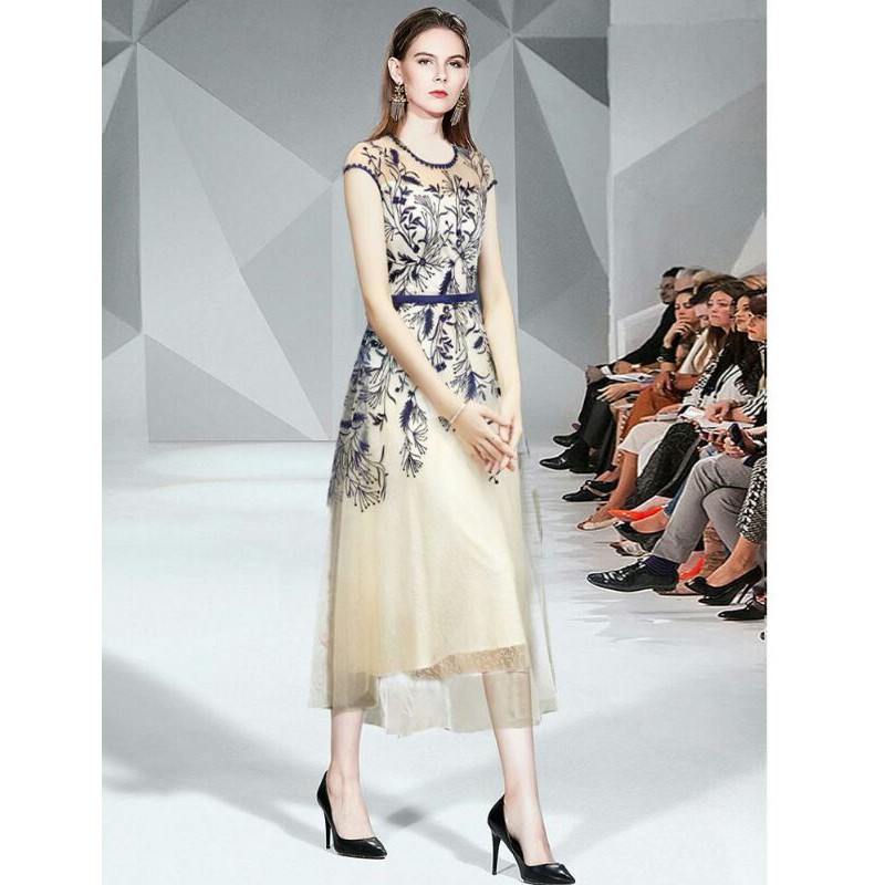 DRESS TILLE LACE BIRU IMPORT KOREAN STYLE