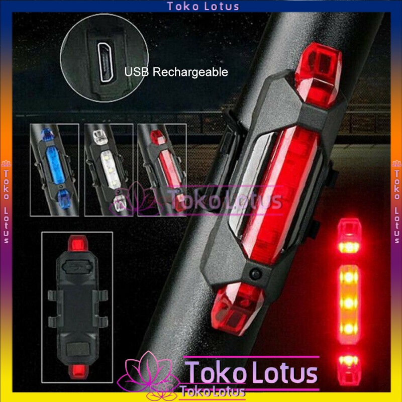 【COD】Lampu Belakang Sepeda LED USB Rechargeable Anti Air Lampu Sepeda USB +  Kabel cash