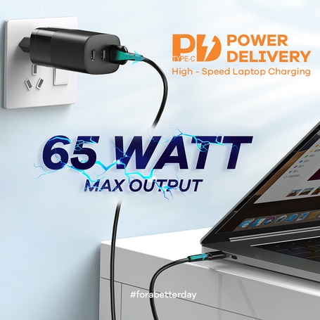 Charger Hp Fast Charger 65 Watt Power Delivery Quick Charge 4.0 JETE E5  - Garansi 2 Th Tukar Baru