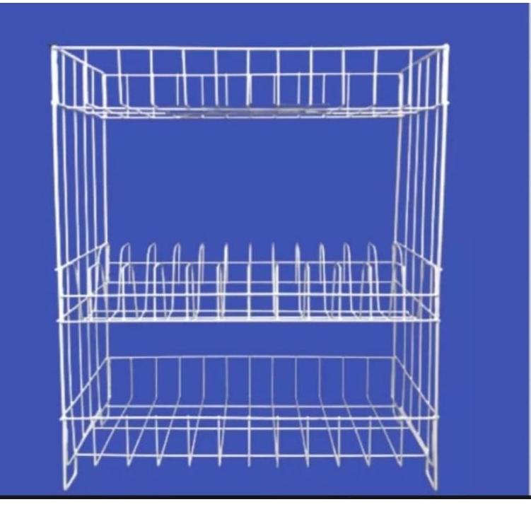Terlaris.. Rak piring wastafel 3 susun dengan tempat gelas / Rak piring gantung / Rak piring anti ka