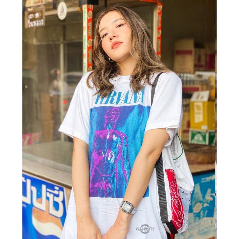 ORI kaos NIRVANA PUTIH - SLIVER / kaos nirvana / kaos wanita pria / kaos band / kaos polos