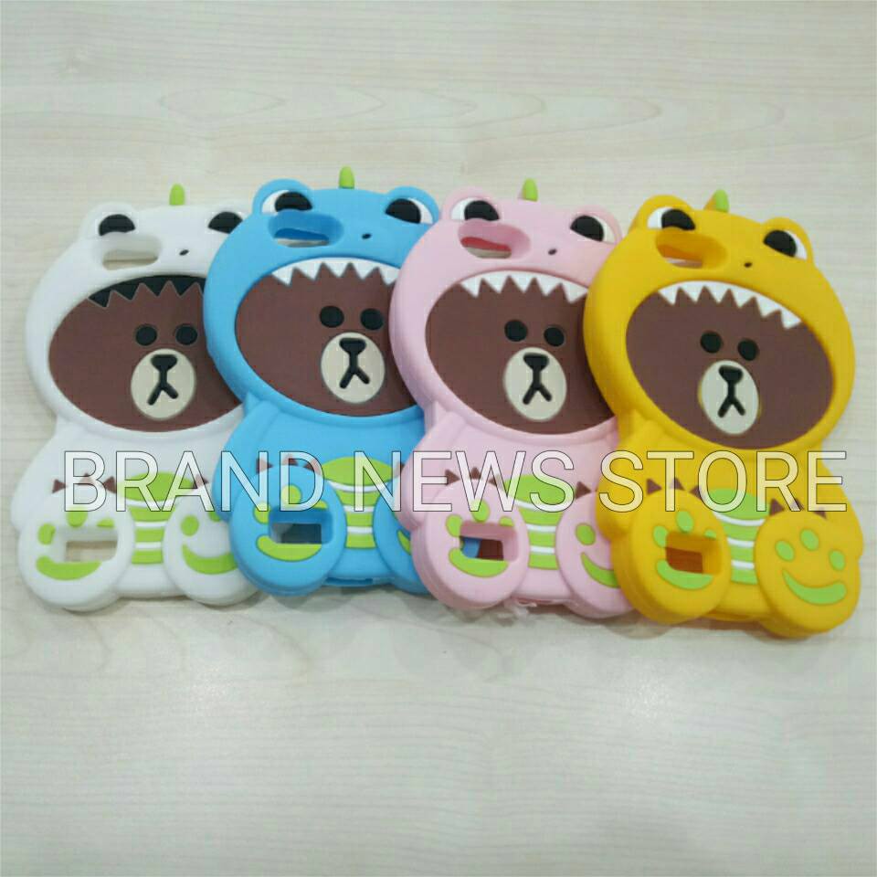Case 4D Brown Dino Cute OPPO NEO 7/A33/Karakter/Soft/Silikon/3D