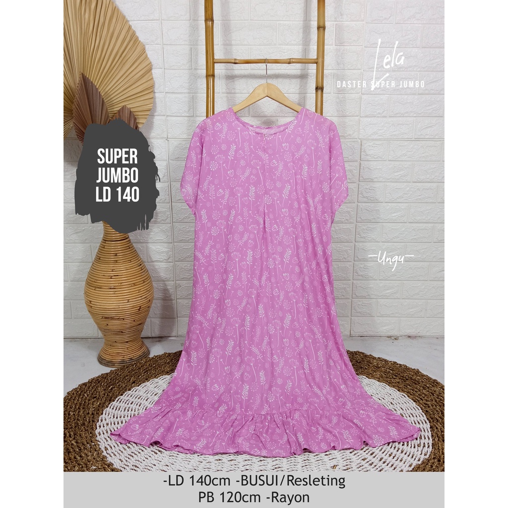 LD 140cm Daster Super Jumbo (42 Motif) (Part 2) dan  Daster Kaftan Viral LD 150cm Ruffle Big Size-Lela Ungu
