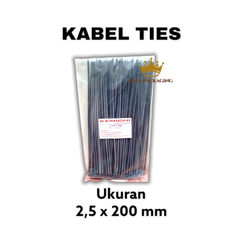 

RATU | Kabel Ties / Tali Ties 20cm , 2.5MM x 200MM Warna Hitam