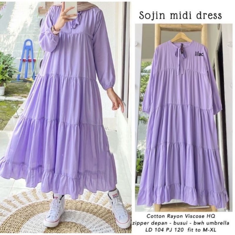 sojin midi dress | midi dress viral | gamis rayon | gamis polos