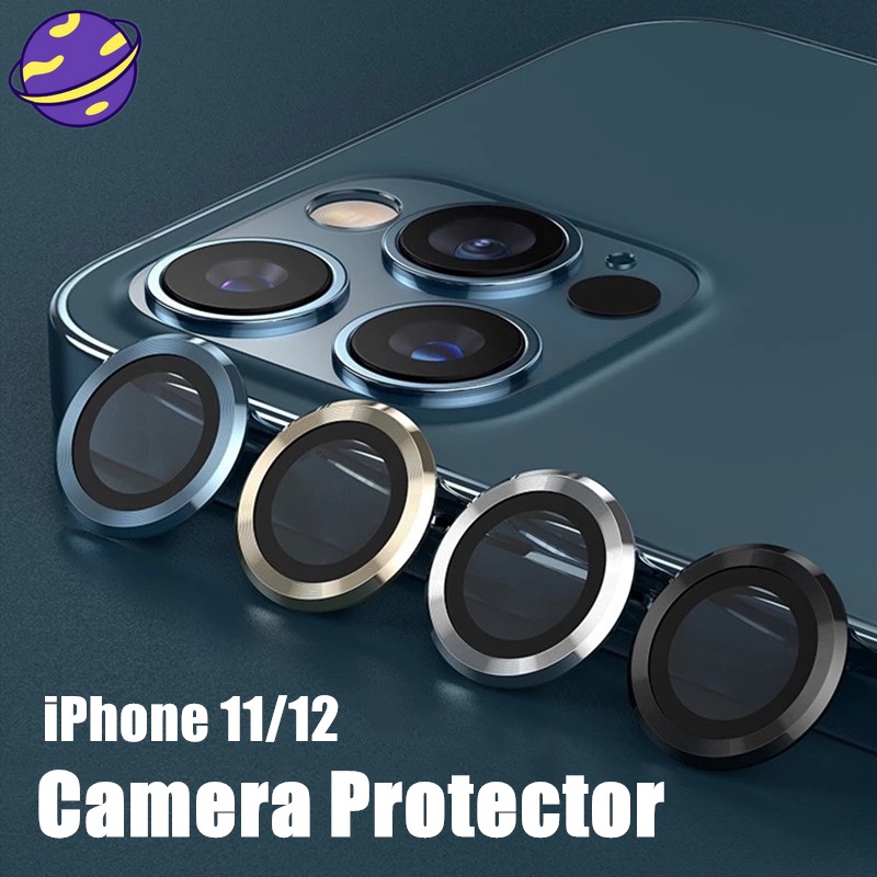 IPhone 13 12 11 PRO MAX MINI Film Lensa Logam Stiker Kamera Belakang Cincin Pelindung Lensa Kamera Tunggal HD Tahan Gores Terpisah