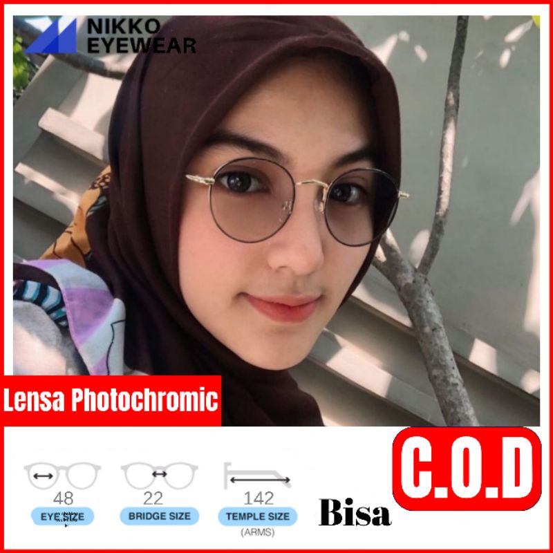 Paket Kacamata Bulat Lensa Antiradiasi Photocromic Blueray