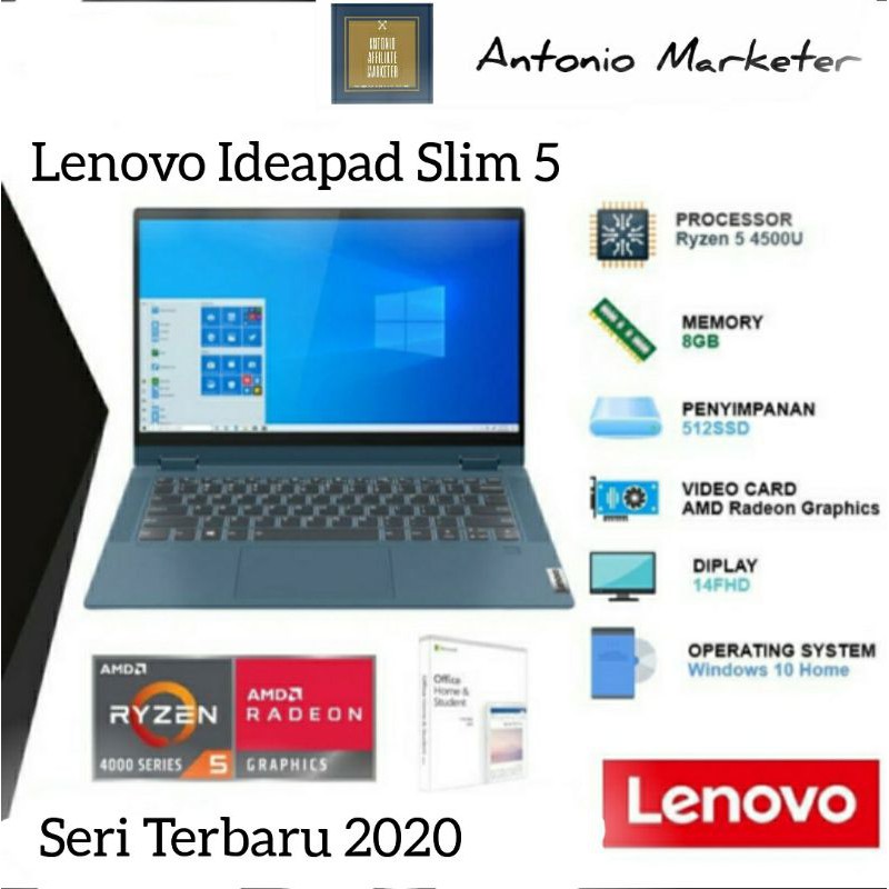 Lenovo Ideapad Slim 5 Ryzen 5-4500U 8GB RAM 512GB SSD FHD IPS