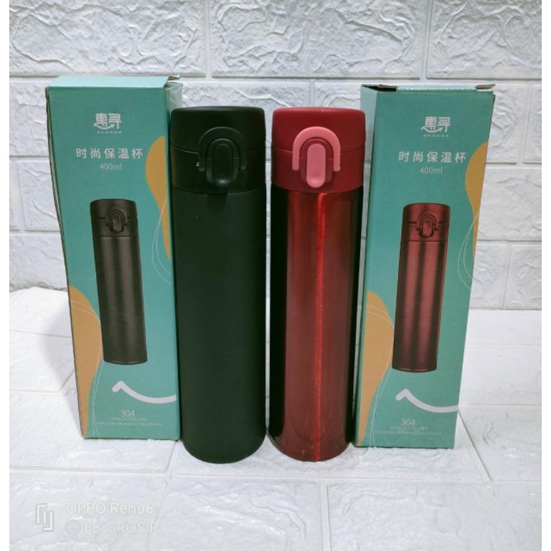 Termos KANCING POLOS 400ml - Botol Minum Tahan Panas & Dingin