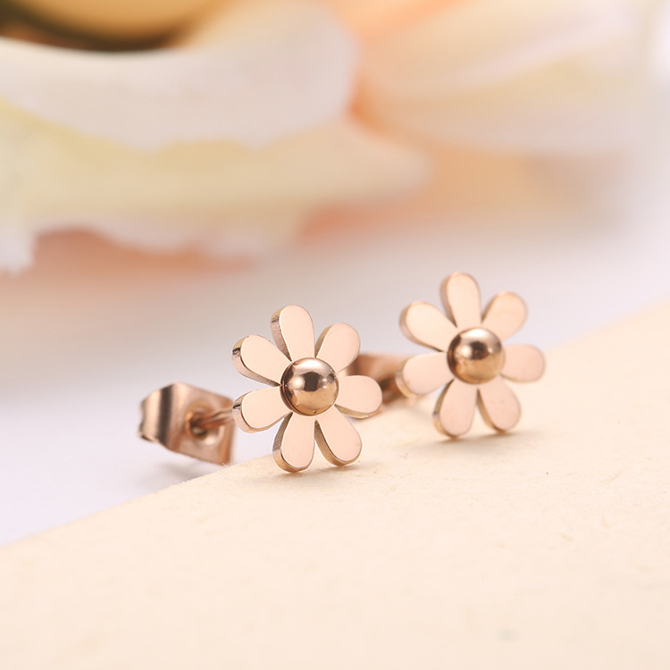 Anting Titanium Bunga Matahari Daisy Korea Untuk Fashion Anak Perempuan