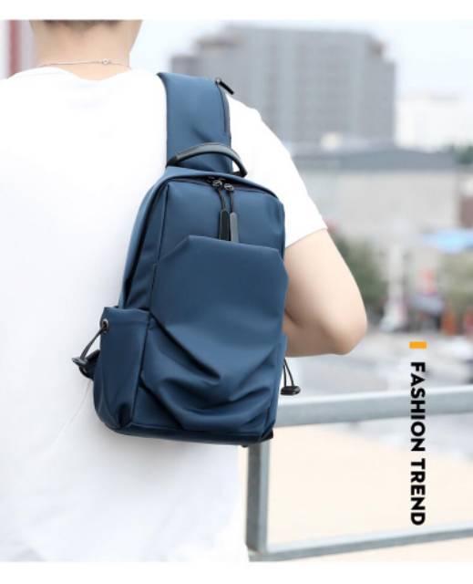 Tas Selempang Pria Murah Anti Air - TSP Bag Hitam dan Navy bonus Dompet + Jam Tangan LED/Headset