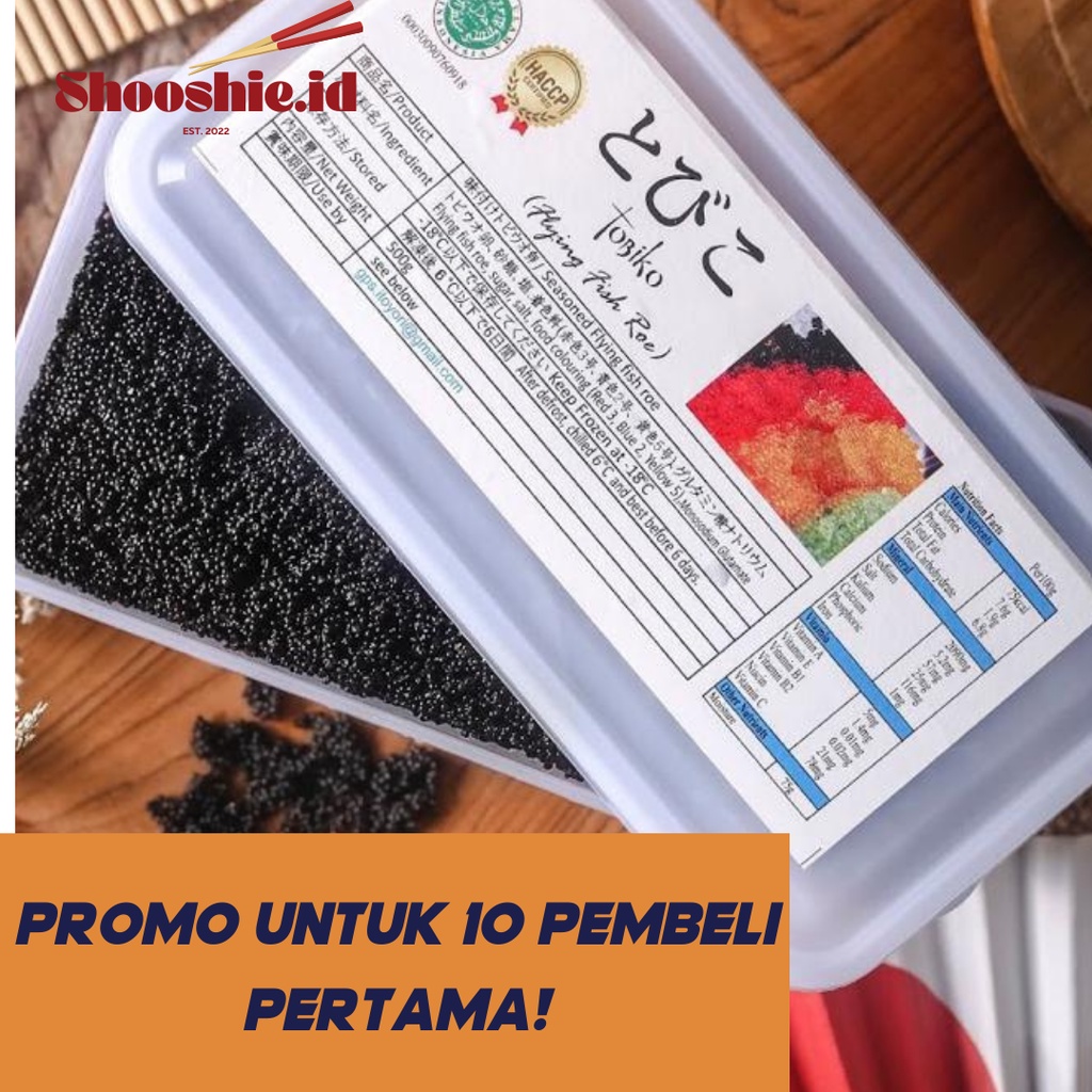 

Tobiko Hitam Premium / Flying Fish Roe / Telor Ikan Terbang Jepang Bahan Sushi / Tobiko Hitam 100% Halal