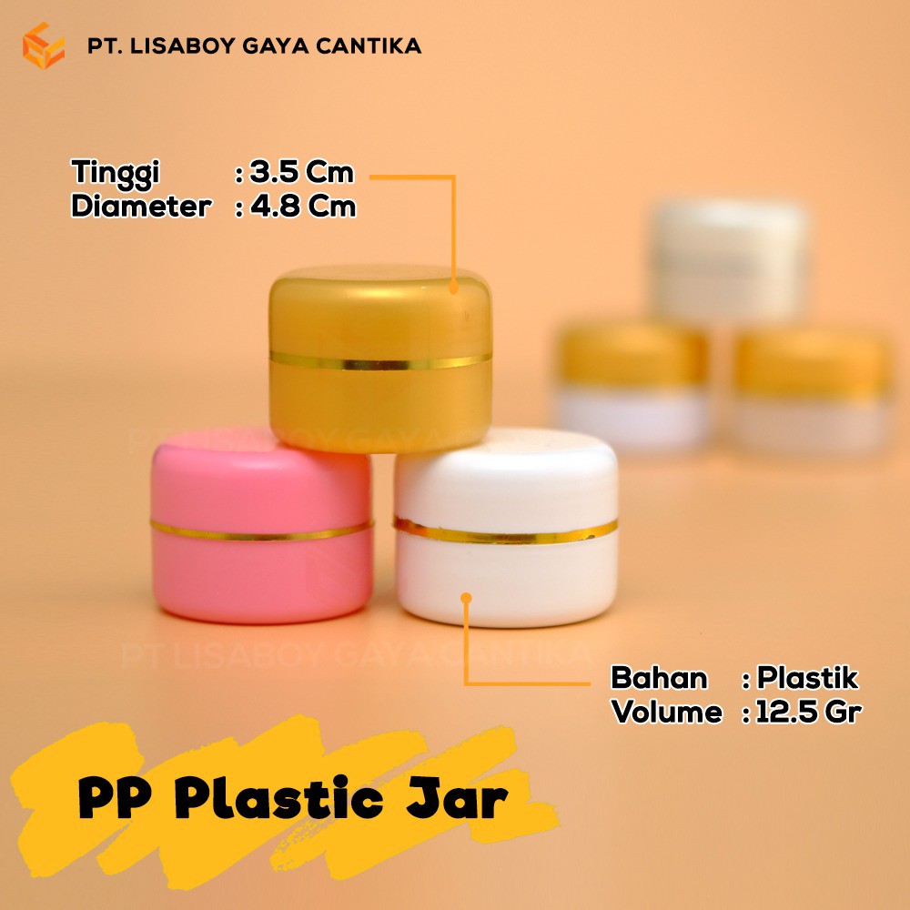 POT JAR PLASTIK/POT CREAM/PP PLASTIC JAR COLOUR WHITE 12.5 GR/LGC 6008-14