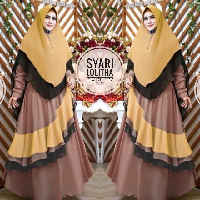 Big Sale COD Gamis Pesta Gamis Syari Ceruty Babydoll set khimar