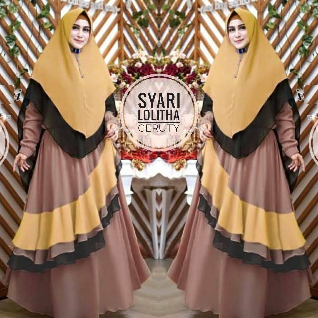 Big Sale COD Gamis Pesta Gamis Syari Ceruty Babydoll set khimar