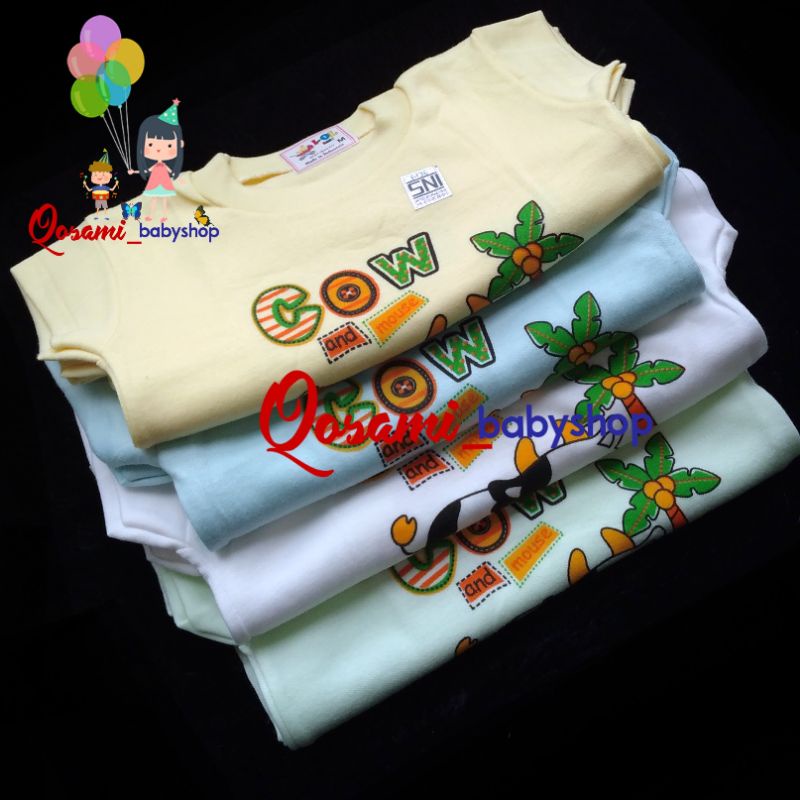 Merk  I- OL 4 pcs Kaos Oblong Pendek Bayi Uk S, M, L, XL SNI