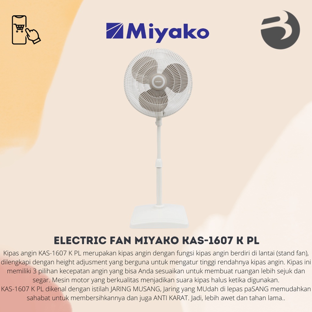 KIPAS ANGIN Miyako Stand Fan 16 inch KAS 1606 X / 1607 KPL