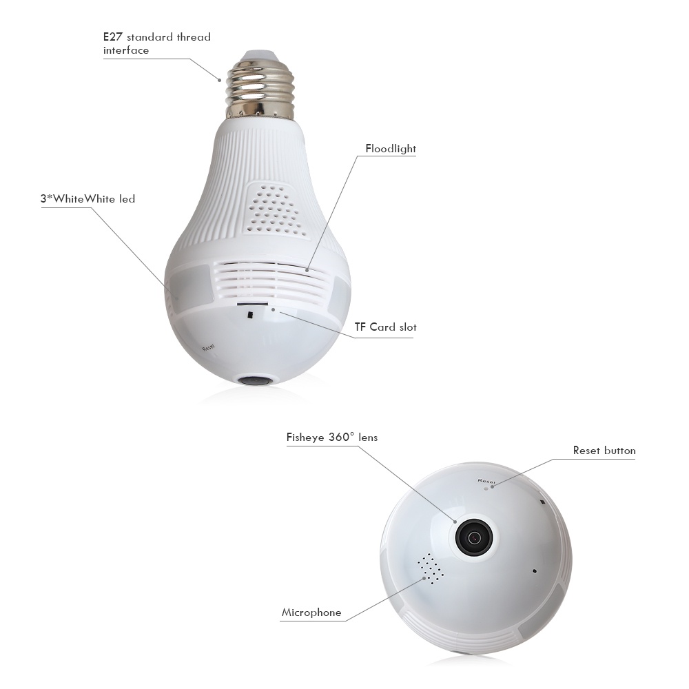 IP KAMERA CCTV LAMPU WIRELESS PANORAMA FISHEYE 360 ICSEE  (BOHLAM / BULB) App ICSEE