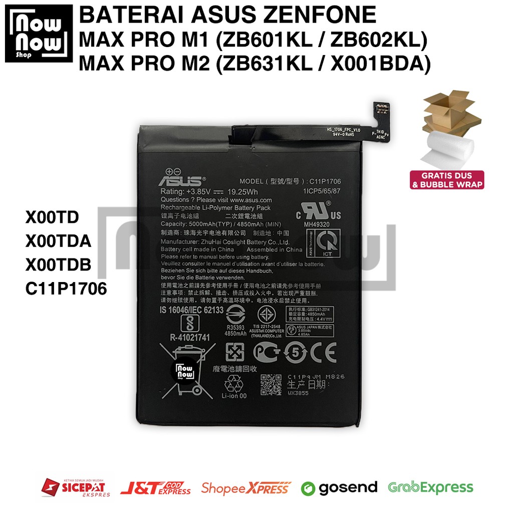 Baterai Asus Zenfone MAX PRO M1 M2 ZB601KL ZB602KL ZB631KL X00TD X00TDA X00TDB C11P1706 Original