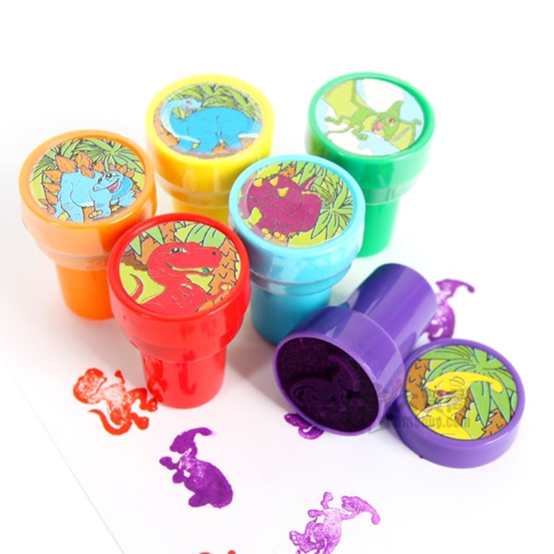 Mary Paket 6Pieces DIY Dinosaurus Stamp Warna Cerah Stamp Set Graffiti Kit Komunitas Populer DIY Scrapbook Kit Kartun