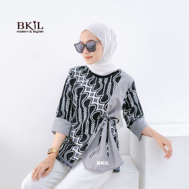 tey-17 Batik wanita ASJ SA HRB026 Kenongo Kemeja Tosca Pendek-parang agung Bkil