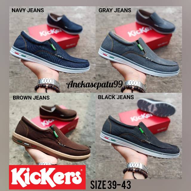 SEPATU KASUAL PRIA SLIP ON KICKERS / SEPATU KERJA KULIAH KICKERS SLOP TANPA TALI / SEPATU JALAN SANTAI MEJENG FORMAL ELEGAN