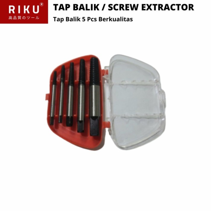 Pembuka Baut Rusak Tap Balik Screw Extractor 3mm sd 19mm Set Isi 5 Pcs