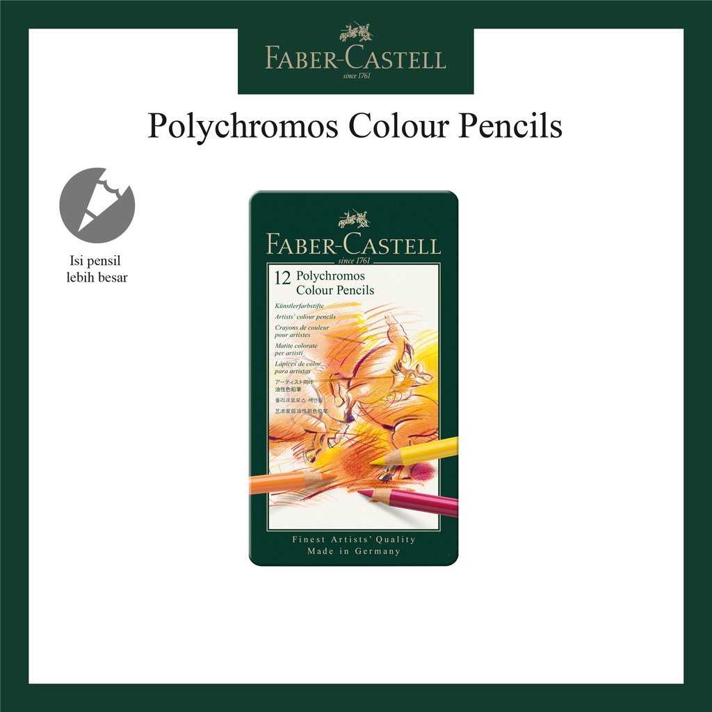 

Pensil Warna Polychromos Faber Castell 12 Warna / Polychromos Colour Pencil tin of 12