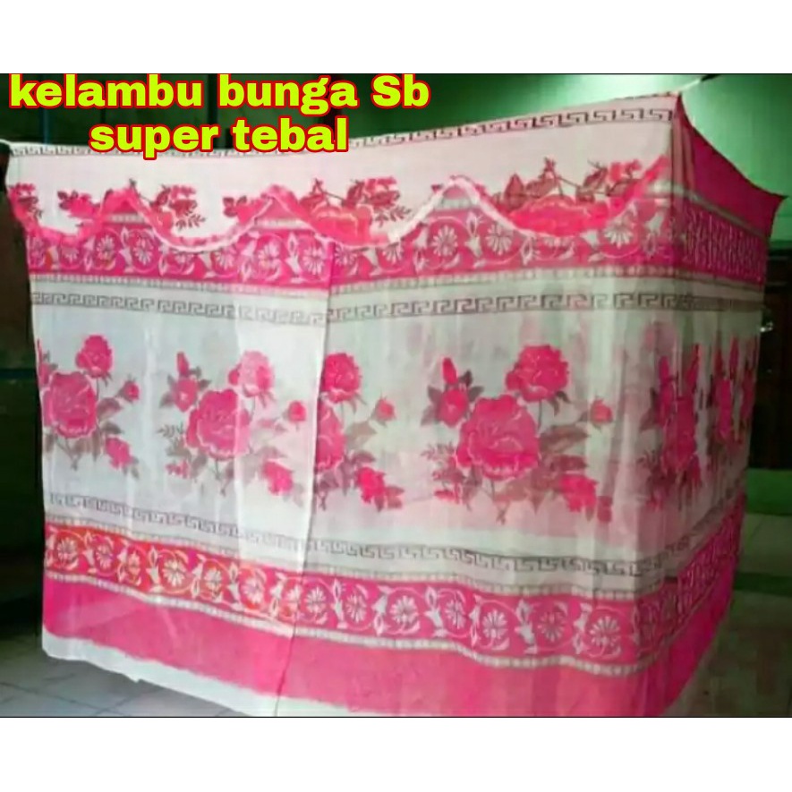 KELAMBU ANTI NYAMUK MOTIF BUNGA UKURAN JUMBO 200X200