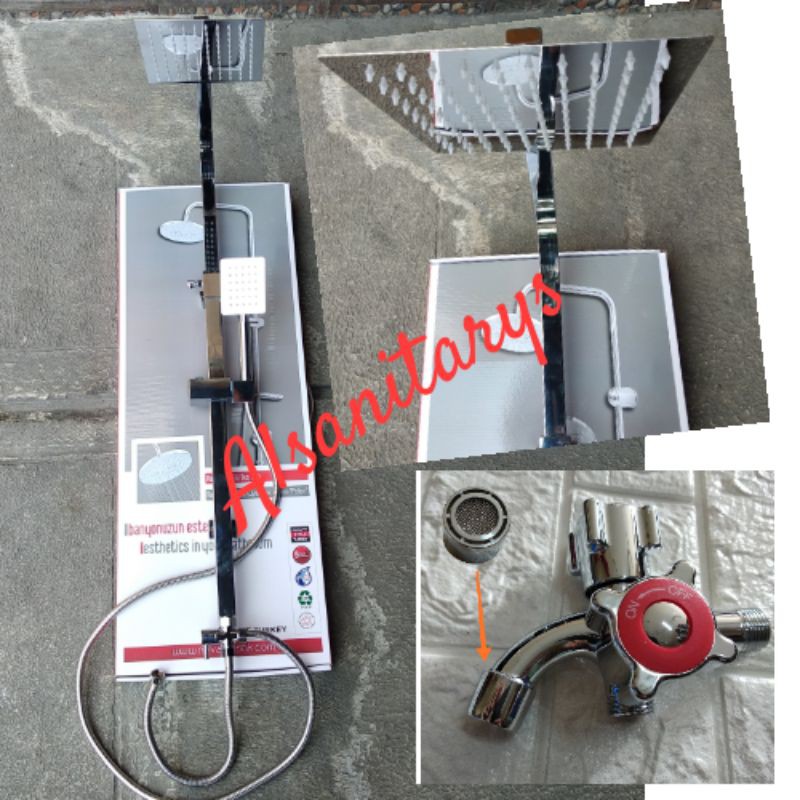 Shower tiang set stainless/shower mandi set