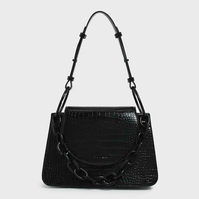 11.11 SALE | CK Croc-Effect Chunky Chain Link Shoulder Bag