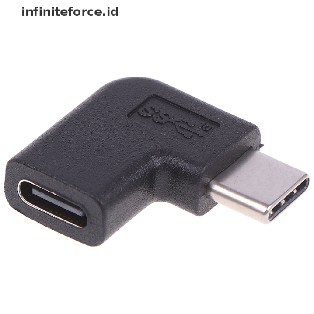 (Infiniteforce.Id) Konverter Usb 3.1 Tipe C Male Ke Female Sudut Kanan 90 Derajat