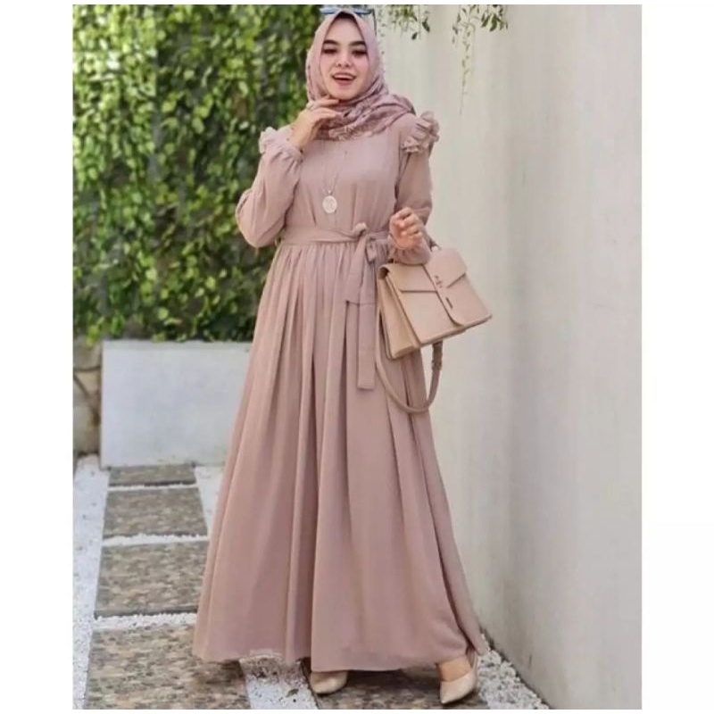 GAMIS RUFFLE POLOS TERBARU /GAMIS BUSUI TALI SAMPING KEKINIAN 2022