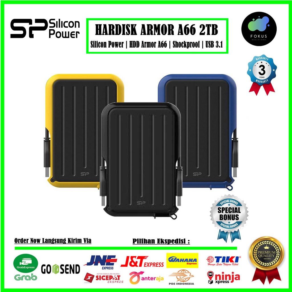 Silicon Power Armor A66 2TB HDD External Hardisk Eksternal ShockProof