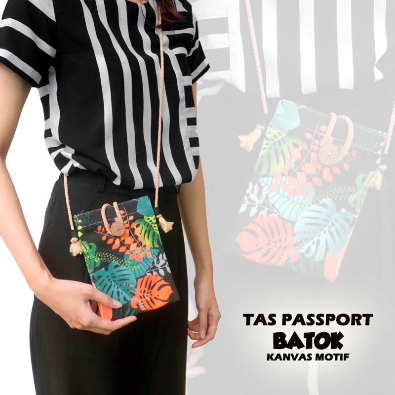 Slingbag Passport Batok / Tas Passport Batok Motif Kanvas
