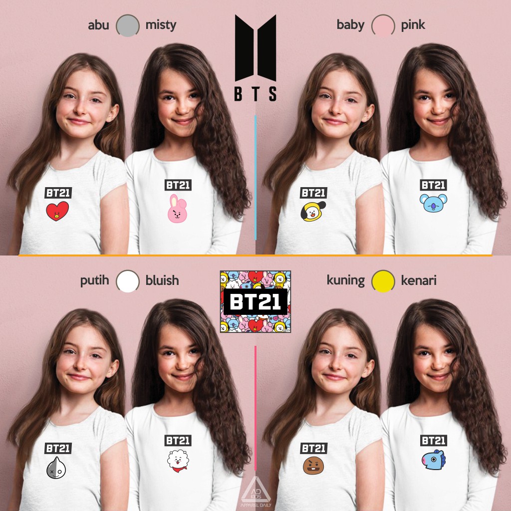 [BT21 ANAK] [LENGAN PANJANG] BAJU KAOS ANAK BT21 and FRIENDS - BTS ARMY