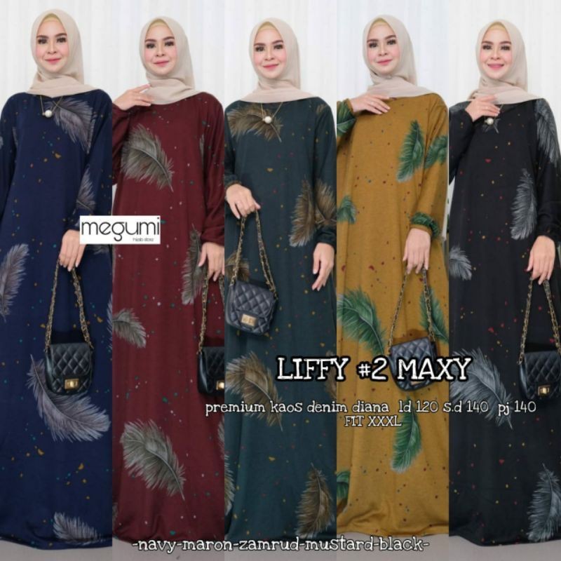 LIFFY MAXY Kaos diana denim import - Jumbo size - No busui - Dress hangout