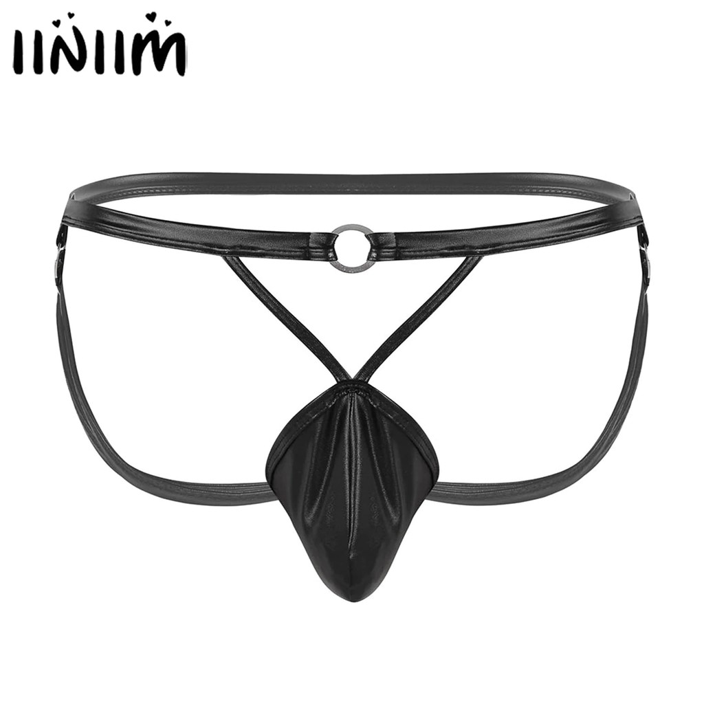 INDORETAIL | Pria Faux Kulit Pakaian Dalam Wanita Celana Dalam Terbuka Butt Bertali Celana Dalam