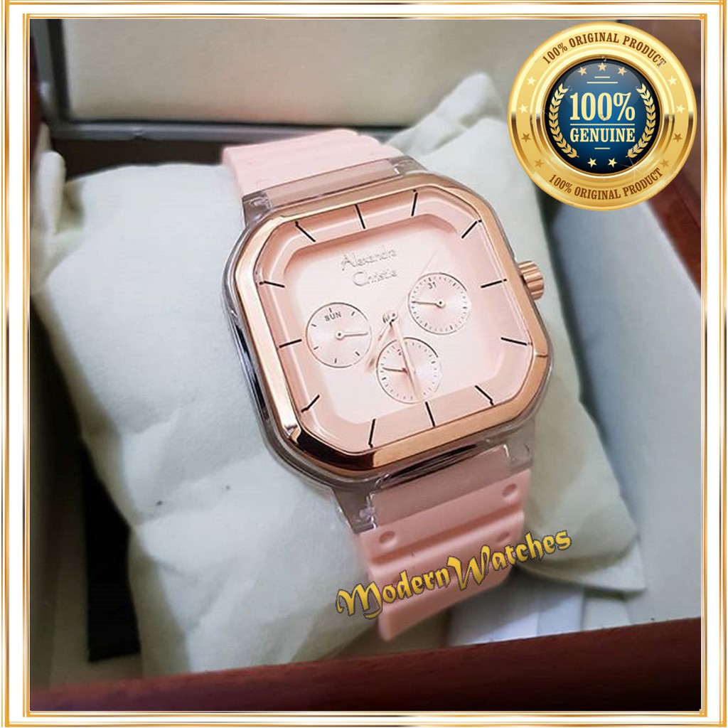 Jam Tangan Wanita Ori Alexandre Christie AC 2811 Hijau Army Peach Terbaru Terlaris Alexander Christy