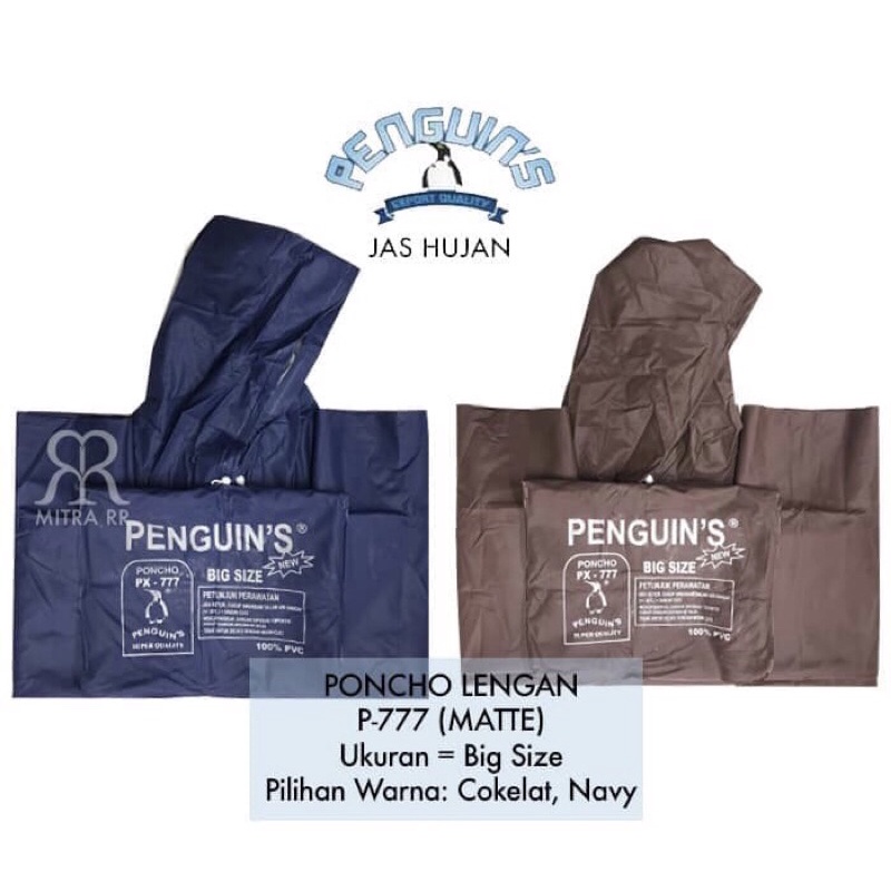 Jas Hujan PENGUINS Poncho Super Tebal Big Size Penguins PX-777 Ponco / JAS HUJAN MANTEL PX777 PONCO BAHAN PVC TEBAL