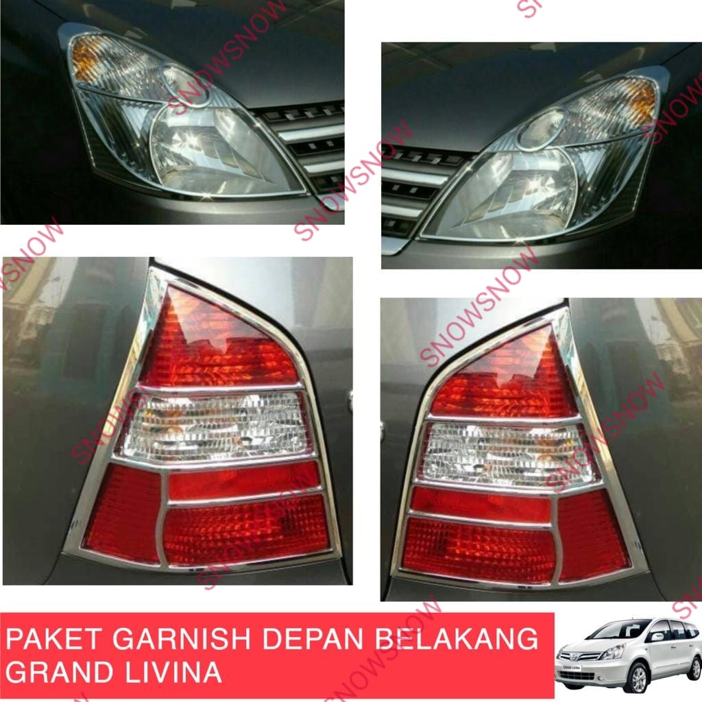 Paket Garnish Lampu Depan Belakang Nissan Grand Livina Chrome