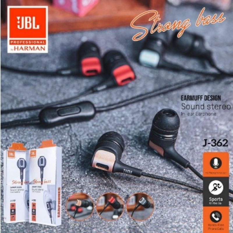 HEADSET/EARPHONE PREMIUM JBL J-362 STEREO MUSIC SUPER BASS