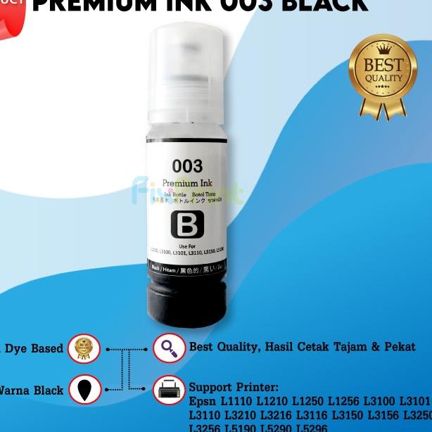 Tinta Premium Epson 003 Pengganti Original Printer L1210 L3210 L5296 - Hitam