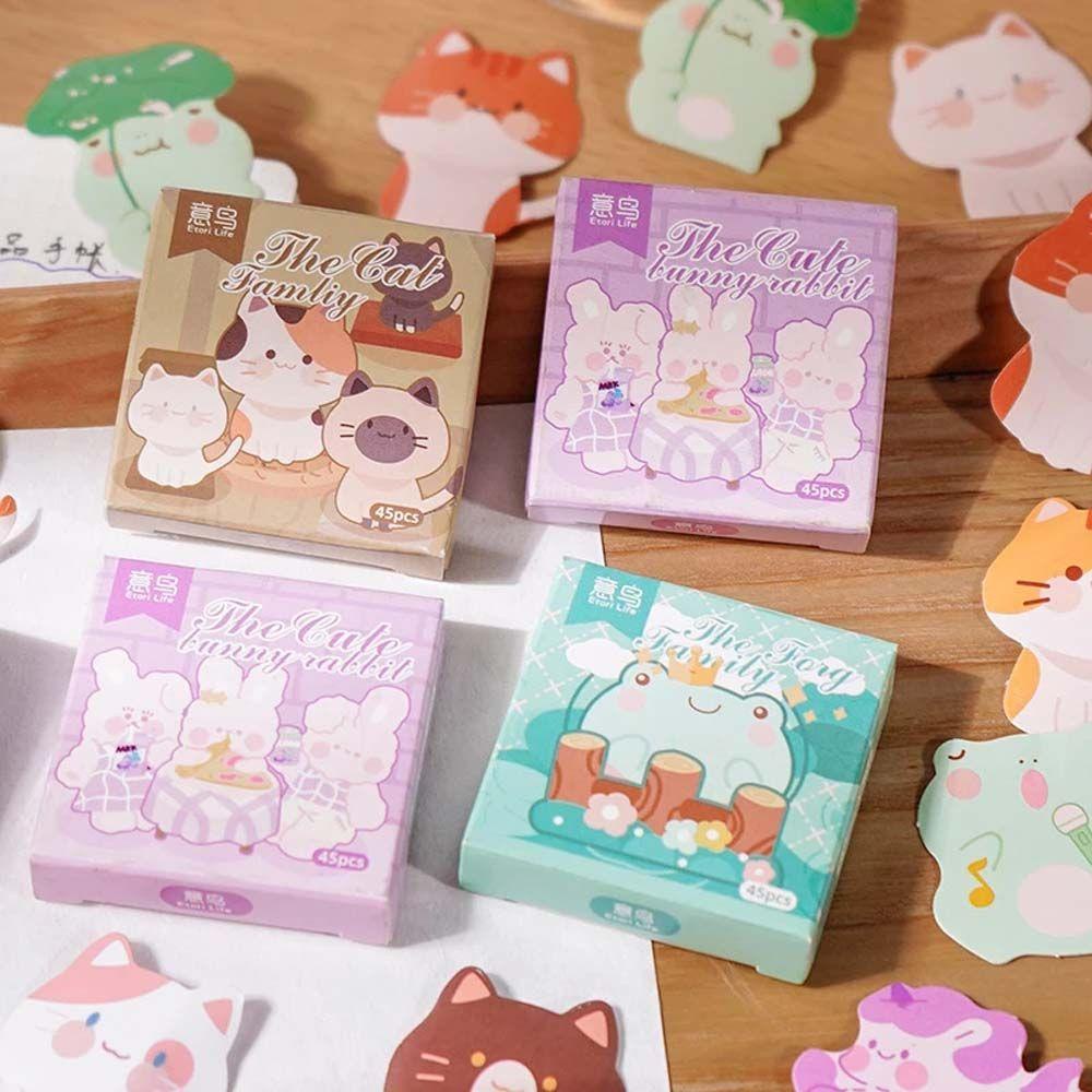 Agustinina Animal family Sticker DIY Scrapbok Kawaii Kucing Alat Tulis Stiker Kelinci Jurnal Stiker Album Dekorasi