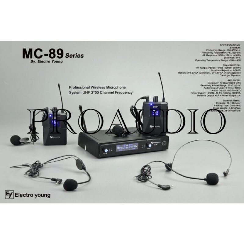 mic wireless electro young mc 89 mc89 jepit headset original